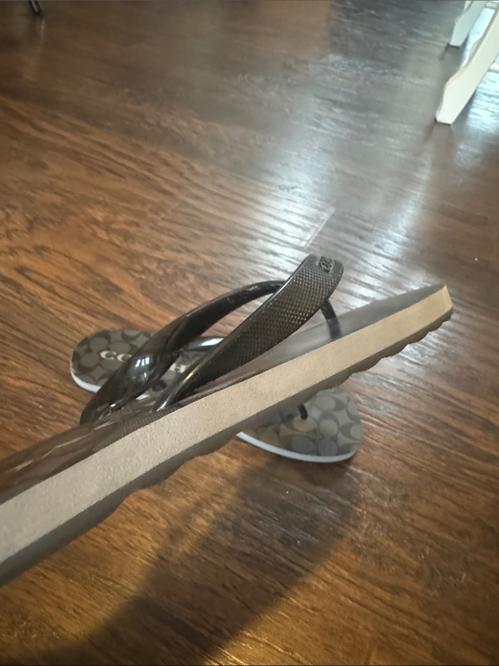 Coach Brown and Black Logo Flip Flop Sandals - Picture 7 of 12